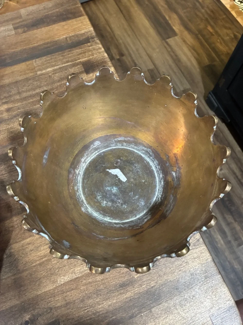 Brass Scalloped Decorative Bowl/Planter - Picture 2 of 6